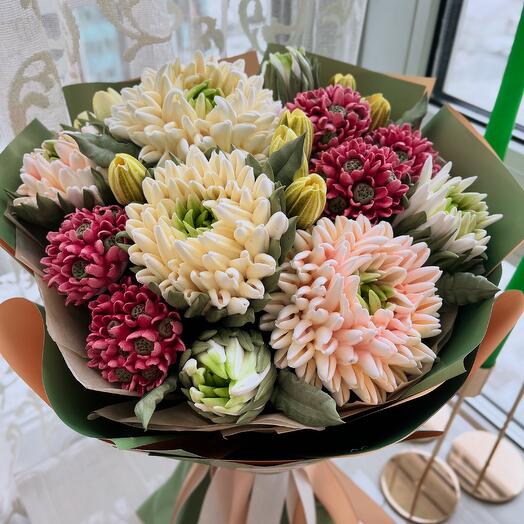 Зефирный букет Хризантемы