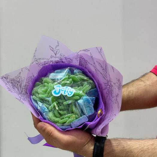 Букет из мармелада "Зеленая роза" от Jelly