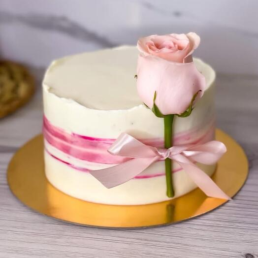 Pastel de cumpleaños con rosa, 1 kg