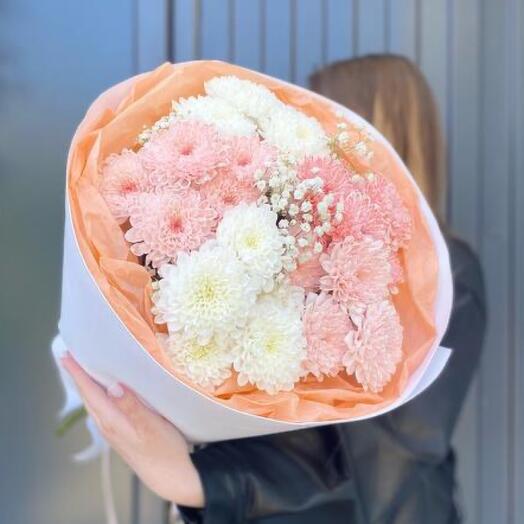 Букет с гипсофилой и хризантемой🌸