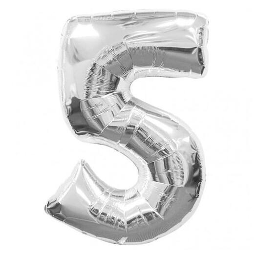 5 Silver Number Balloon