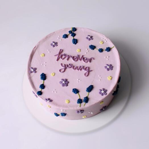 Торт 1кг на день рождения с цветами «forever young» женский маме, девушке, жене, бабушке, подруге