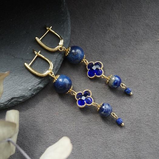 Длинные серьги с лазуритом