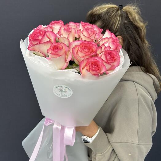 Букет из 15 розовых роз