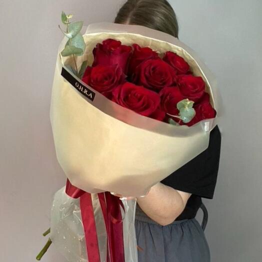 Цветы букет красных роз 9