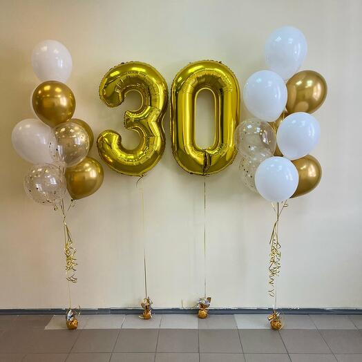 Набор шаров с гелием 656 - с цифрами 30