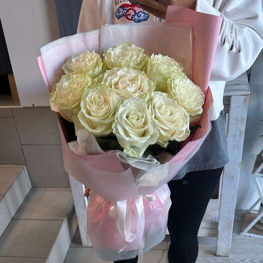 Букет из 9 белых роз 😍