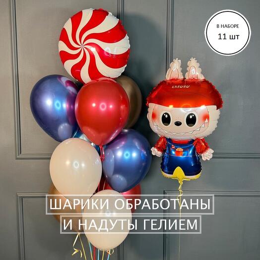 Фонтан из хромированных шаров с лединцом и фигурой 11 шт