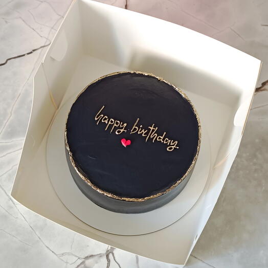 Торт бенто макси 1 кг черный с золотой надписью / с днём рождения / happy birthday/ в подарок на день рождения