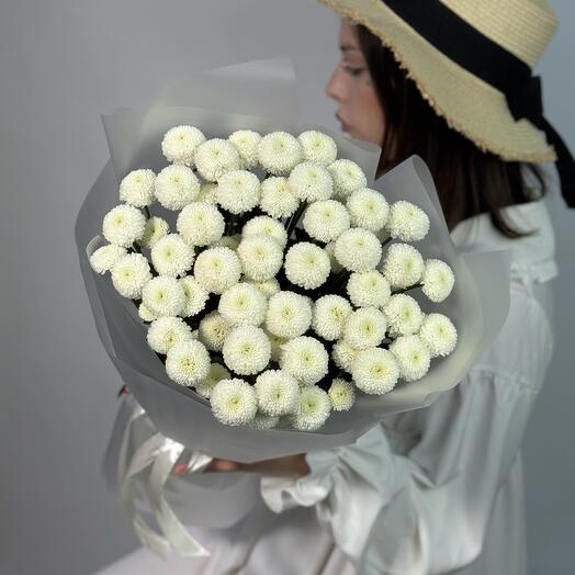 Mono bouquet of snow-white chrysanthemums Newton