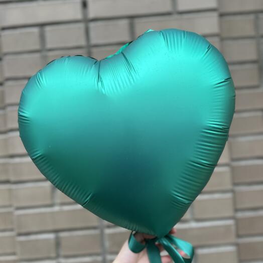 Шар сердце с воздухом на палочке «Бирюзовый»