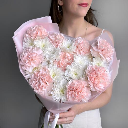 Букет кустовая хризантема и диантус