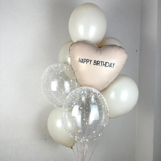 Шары happy birthday на атласных лентах