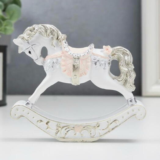 Фигурка Лошадка-качалка, розово-золотая, 9.5×2.5×11.5 см 🎁 Символ года 🎁 Подарок, сувенир