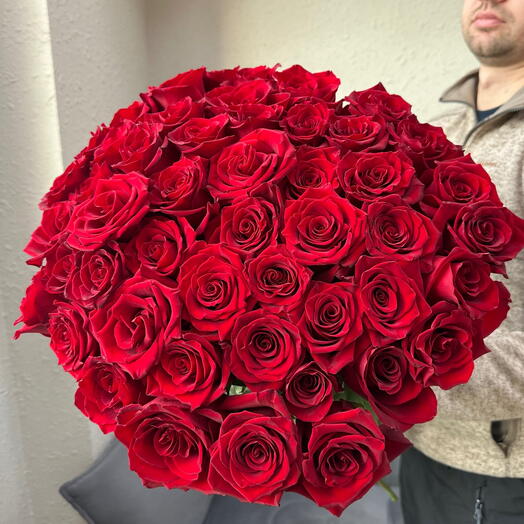 Красные эквадорские розы 51 штука♥️