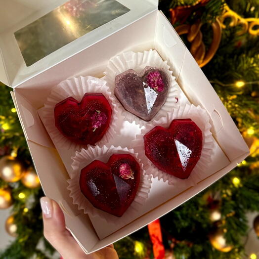 Набор Чайные бомбочки сердечки, 4 шт, подарок, День влюбленных, 14 февраля, Презент, родителям