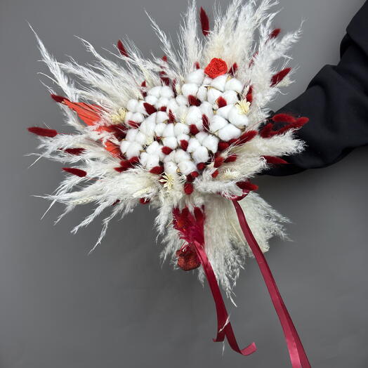 Букет из хлопка и лагуруса Love