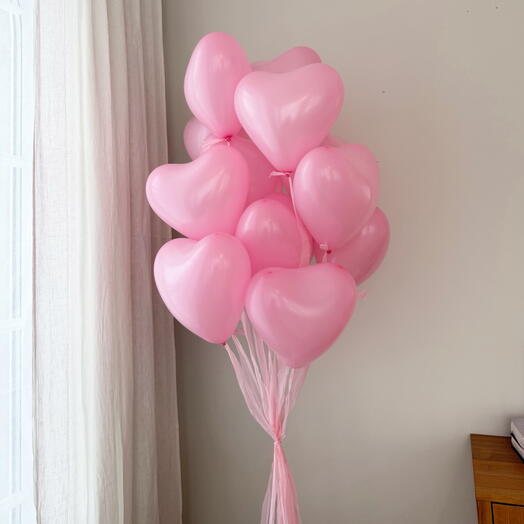 Розовые латексные сердца 15 шт