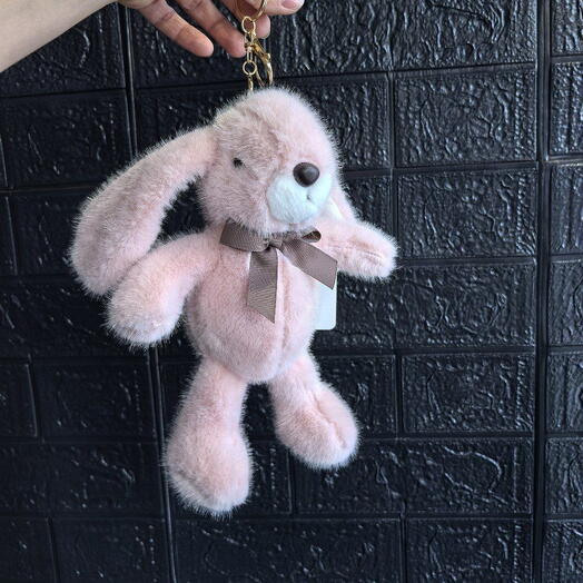 "Зайка розовый" (мягкая игрушка брелок)