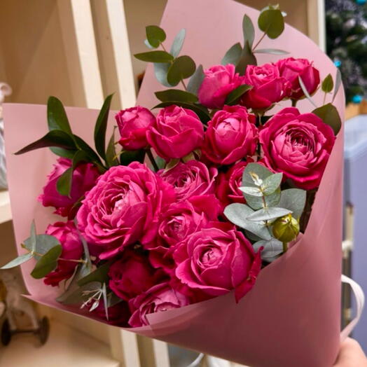 Монобукет «Малиновый раф»🌸🌿