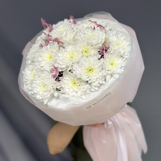 Стойкий букет с хризантемой и сухоцветами 🌸