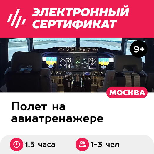 Подарочный сертификат Полет на авиатренажере Boeing 737 MAX, 1,5 часа, 1-3 чел., будние дни