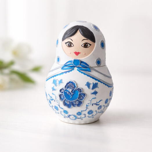 Шкатулка Матрёшка Гжель