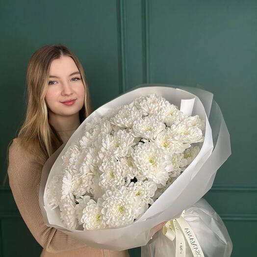 Букет 9 белых хризантем 158