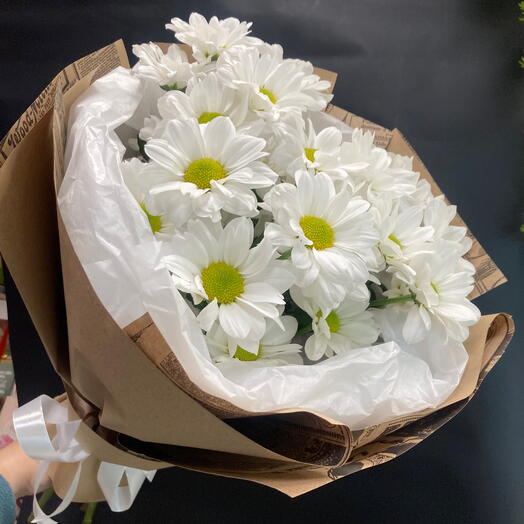🌺🌺Моно букет из ромашковых хризантем в Крафт бумаге
