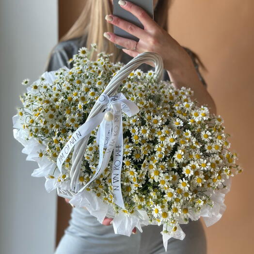 Корзина с ромашками