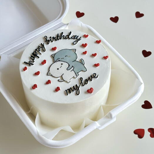 Бенто торт happy birthday, с котиками 500-600 грамм
