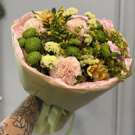 Зелено розовый букетик 💕🌸
