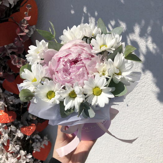 🌸Нежный пион в коробочке Bloom Room