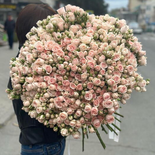 Букет из кустовой ,нежно-розовой розы сорт Полина 🌹