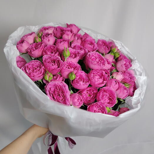 💜 Стильный букет "PERVOЦВЕТ" из 15 кустовых пионовидных роз