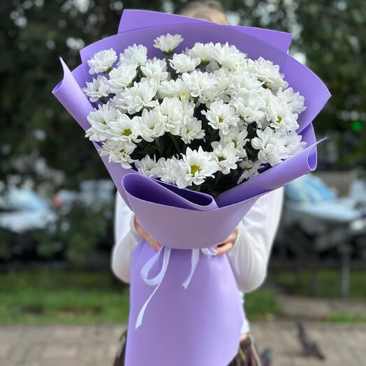 Моно букет из хризантем💜