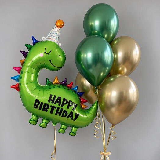 🦖 Набор воздушных шаров «Динозаврик Happy Birthday»