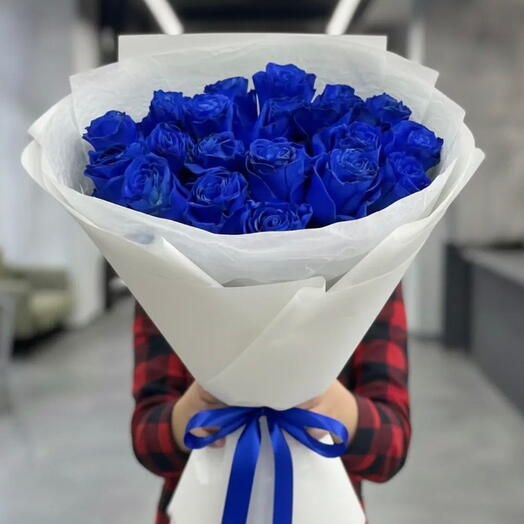Букет синих роз 25 шт