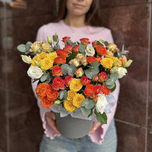Композиция «Яркая Осень» из кустовых розочек