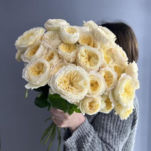 Монобукет персиковый 🍑 пионовидная кустовая Роза 💛💛💛 11 веток