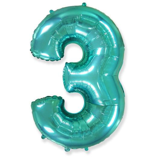 Цифра 3 Тиффани огромная фольгированная 102см шарик