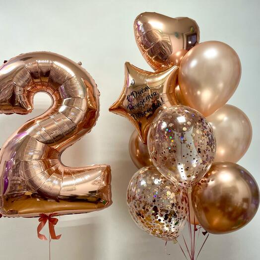 Set of rose gold 9 balls