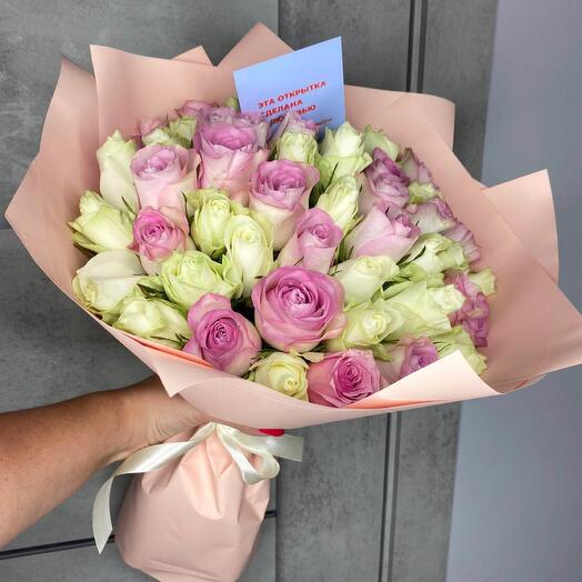 Delicate bouquet of 51 roses