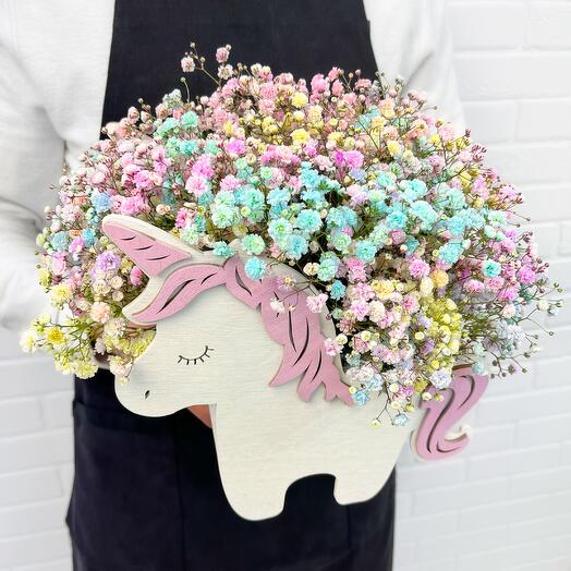 Гипсофила радужная в коробке Единорог Flowerstorg N1015