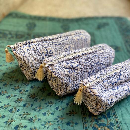 Набор из трёх косметичек , 100% хлопок , ручная работа