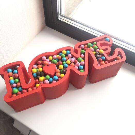 Пенобокс love с конфетами ммденс m m