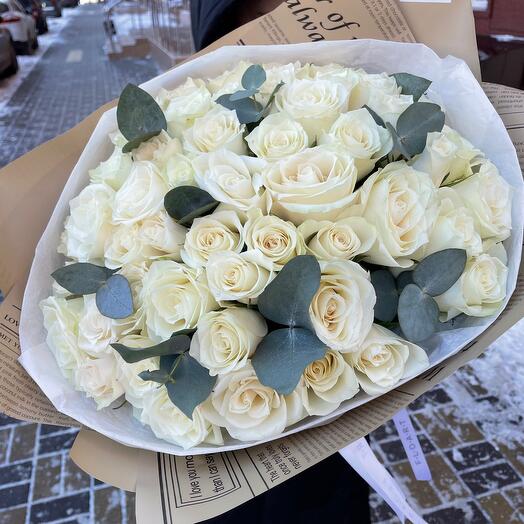 Белая Роза 51 шт🌸