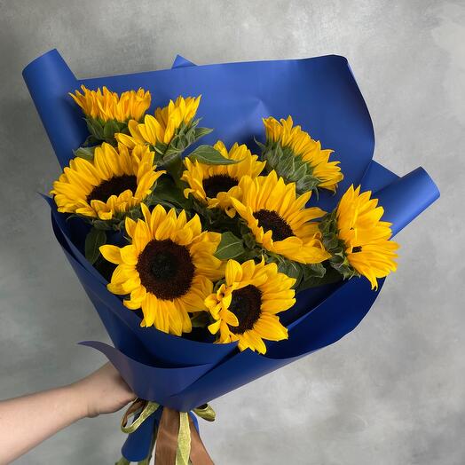 Sunflowers in blue