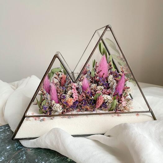 Florarium with dried flowers Lavender dreams