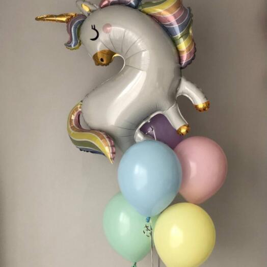 Rainbow Unicorn Balloon Fountain